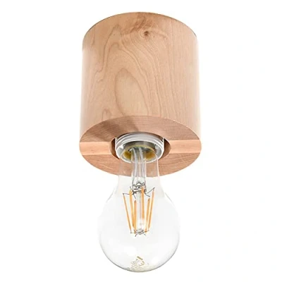Image de SOLLUX Lampe en Bois Éclairage Design Unique sans Abat Jour LED Ampoule Moderne Industrielle SALGADO rond