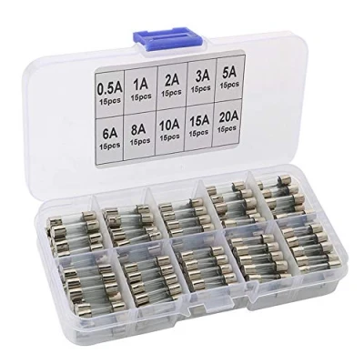 Image de FULARR 150Pcs 5x20mm Professionnel Voiture Verre Tube Fusible, Fast Souffler Fusibles Set avec Transparent Plastique Boîte, Rapide Coup Assorties Kit 0.5A 1A 2A 3A 5A 6A 8A 10A 15A 20A