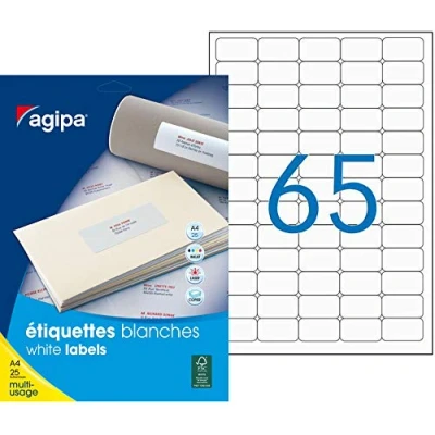 Image de Agipa 102375 1625 Etiquettes Multi Usage Arrondis 381 mm x 212mm Blanc