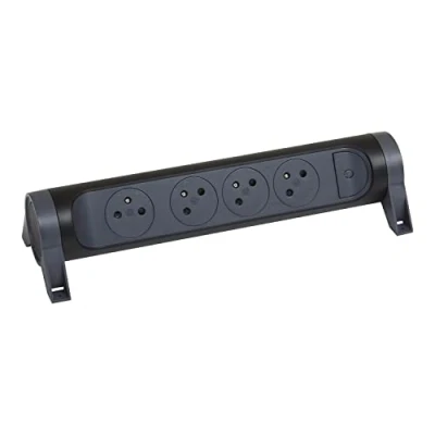 Image de LEGRAND Multiprise Rotative avec Interrupteur à Voyant LED 4 Prises Surface Terre Livrée Sans Cordon/Sans Fiche Noir et Gris Foncé