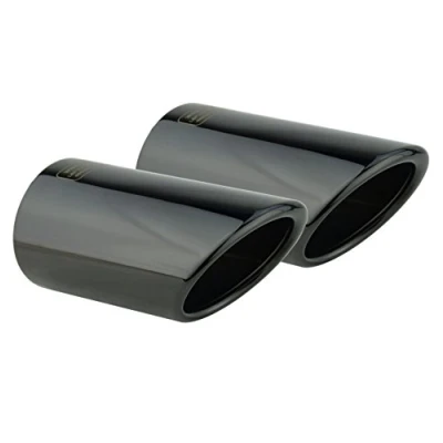 Image de L&amp;P A295 Embout Echappement noir inox Lot de 2 Embouts d&#039;échappement compatible avec Audi A4 B8 A5 5T 1,8TFSI 2,0TDI Polis miroir chromé Plug &amp; Play pour tuyau 65mm