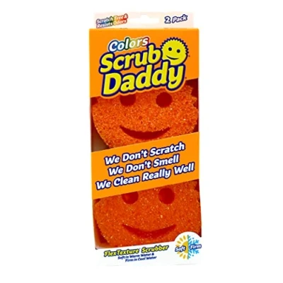 Image de Scrub Daddy Smiley Anti Rayures, Eponge Vaisselle Lavable Antibactérienne et Réutilisable, Eponges Vaisselles pour Cuisine Salle de Bain, Éponge à Récurer Flextexture Lot 2 coloris aléatoire