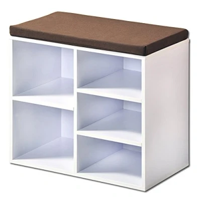 Image de Kesper Armoire à Chaussures avec Coussin d&#039;assise 51,5 x 29,5 48 cm, Bois, Blanc, Taille Unique