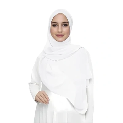Image de Lina &amp; Lily Écharpe Hijab pour Femme Musulmane en Mousseline Rectangles, Tissu Léger et Fluide (Blanc)
