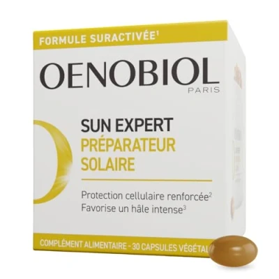 Image de Oenobiol SUN Expert Préparateur Solaire Protection cellulaire renforcée* Favorise un hâle intense et éclatant Complément Alimentaire 30 capsules Programme 1 mois