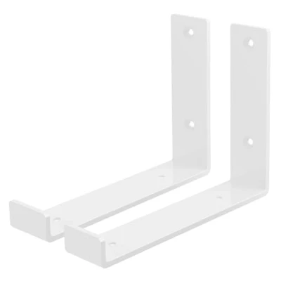 Image de ML Design Lot de 2 Supports d&#039;Étagère 20 x 14 4 cm, en Métal, Blanc, Style Industriel, Forme L, Équerre pour Étagères Murales, Flottantes et Projets Bricolage, Matériel Montage Inclus