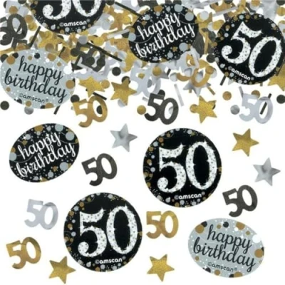 Image de Confetti étincelant argent or 50 ans.