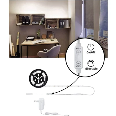 Image de Paulmann 78958 Kit Strips LED SimpLED Power 1,5 m av. variateur à fil 1100lm/m incl. 1x17W IP44 gradable bande lumineuse Blanc barre lum. plast. 4000K