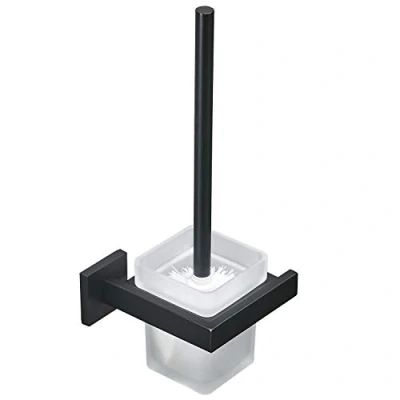 Image de Brosse WC et support mural en acier inoxydable 304 verre dépoli Noir mat