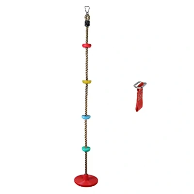 Image de ALPIDEX Enfants Ninja Slackline 15 m Obstacles Parcous Set Nœuds Echelle Corde Balançoire Échelle Escalade Accessoires Extensible Warrior Course Jardin, Stil:Corde à Grimper