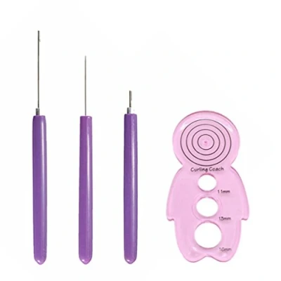 Image de ODETOJOY 3 pièces Ensemble d&#039;outils de Papier Quilling à piquants Taille différente 2 Aiguilles Assorties 1 Outil Fentes Bricolage décoratif Outils L&#039;entraîneur Curling