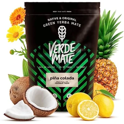 Image de Verde mate Green Pina Colada 0,5kg Yerba au goût inspiré de la boisson exotique avec ananas et noix coco Stimulation brésilienne 500 g