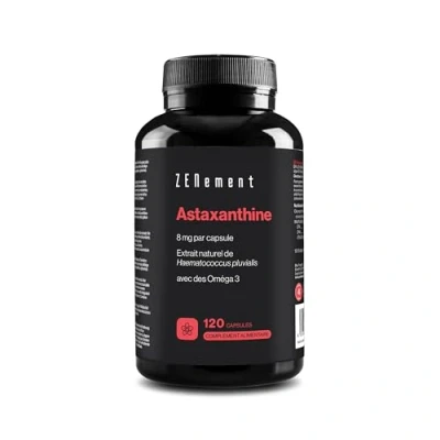 Image de Astaxanthine Pure 50mg d&#039;Algue d’Haematococcus Pluvialis Antioxydant Puissant 120 Gélules Molles Vegan (4 mois) Concentration &amp; Biodisponibilité Élevée avec Oméga 3 Zenement