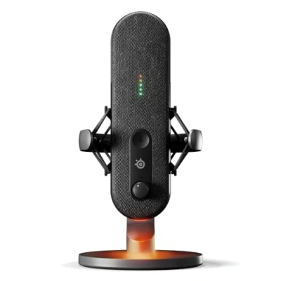 Image de SteelSeries Microphone USB Alias pour PC Capsule 3X Plus Grande Jouer, Streamer et podcaster Logiciel Audio Sonar Streamers Réduction du Bruit par IA Support Amortisseur