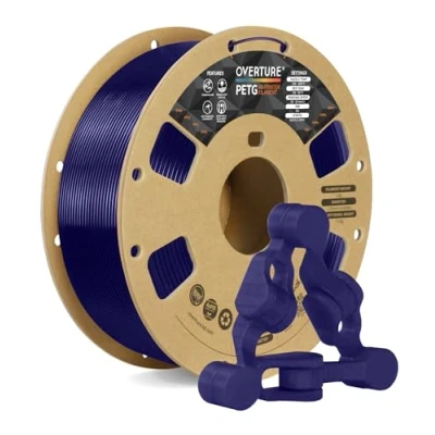 Image de OVERTURE PETG Filament 1.75mm, Bobine de 1kg(2,2lbs), Précision dimensionnelle +/ 0,02 mm (Bleu Transparent)