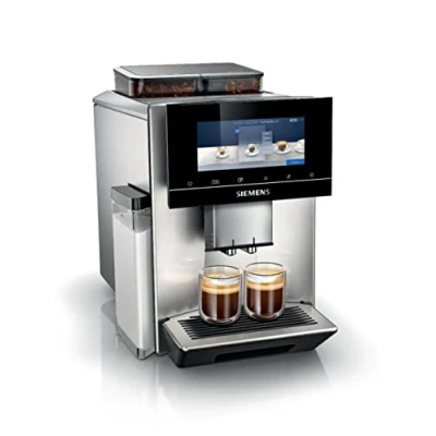 Image de Siemens machine à café automatique EQ900 TQ907D03, contrôle par l&#039;application, écran tactile, mode barista, réduction du bruit, 10 profils, nettoyage la vapeur, 2 réservoirs grains, 1 500 W