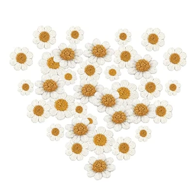 Image de Sctmda 50 Pièces Patchs D’applique de Fleurs Réparation Vêtements Patch Fleur Marguerite Patches Décoratifs Brodés Écusson Brodé Bricolage Ecusson à Coudre