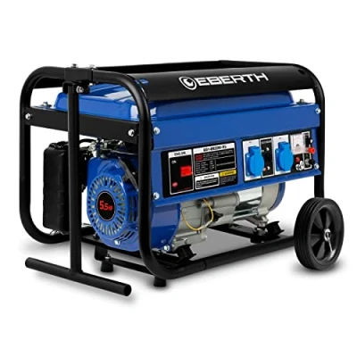 Image de EBERTH 2200 Watt Groupe electrogene Generateur electrique avec Châssis, Moteur à Essence 5,5 CV, 4 Temps, 2x 230V, 1x 12V, Démarrage Câble, Régulateur Tension Automatique AVR, Sécurité Niveau d&#039;huile