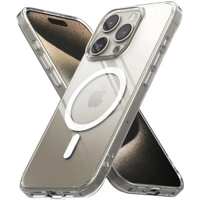 Image de Ringke Compatible avec Coque iPhone 15 Pro Max [Fusion Magnetic] Magnétique Transparente Clear Rigide Polycarbonate Back TPU Souple Bumper Étui Antichoc de Protection