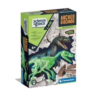 Image de Clementoni Science Lab Archéogiocando Velociraptor Dinosaures, Kit fossiles à Creuser et Assembler, paléontologie, Jeu Scientifique 7 Ans, en Italien, fabriqué Italie, Multicolore, 19227