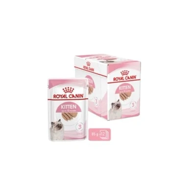Image de ROYAL CANIN Kitten Mousse en Sauce Pack de 4 x 12 85 g Nourriture Humide pour Chats Spécialement conçu Les Chatons deuxième Phase Croissance jusqu&#039;à Mois Texture Moelleuse