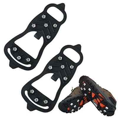 Image de 1 Paire de Pointes, Pointes antidérapantes universelles, Couvre Chaussures à Griffes Neige avec 8 Clous en Acier, équipement d&#039;alpinisme Silicone, adapté aux Jours Neige. (L)