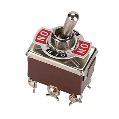 Image de Interrupteur à Bascule 5PCS, Mini DPDT 6 Broches, 250V 15A Terninal 3 positions avce Trou de Montage 12mm