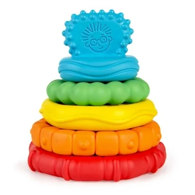Image de Baby Einstein, Anneux de Dentition Stack &amp; Teethe avec Textures Multiples, Jouets d&#039;activité et développement pour apprendre à trier empiler, Faciles Attraper, partir 3 mois