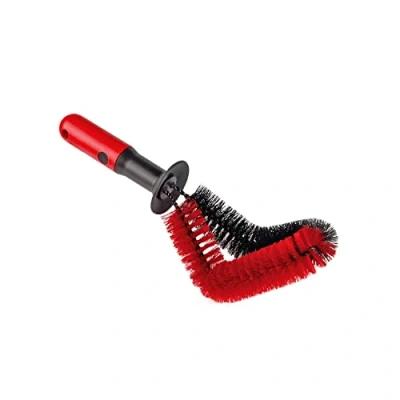 Image de Tom PaR Bent Rim Brush, car tyre Steel and Alloy Wheels, Ergonomic Handle, Rubber Collar on Handle to Protect The Hands, Effectively removes Dirt from Rims, Length: 28 cm, red