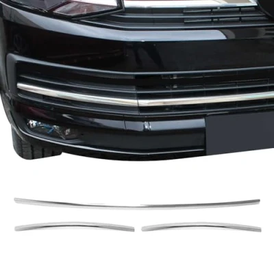 Image de Garniture de Diffuseur Pare chocs Avant Compatible avec VW T6 2015 à 2024, Baguette Calandre en Acier Inoxydable Argent