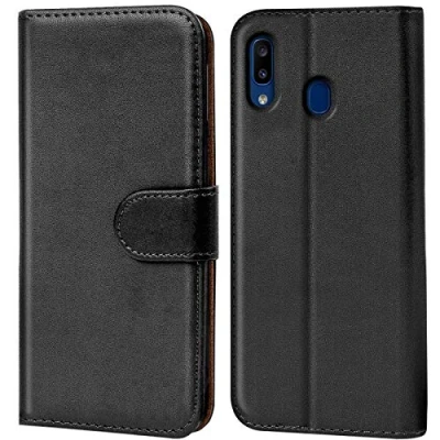 Image de Verco Coque pour Samsung Galaxy A20e, Housse Portefeuille A20e Etui en Cuir Synthétique Fonction Stand Case, Noir