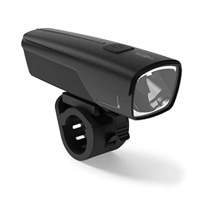 Image de ANSMANN Phare LED avant rechargeable pour vélo (1 pce) Lumière puissante à 2 modes d&#039;éclairage Lampe design et robuste d&#039;une portée de 200 m, Noir