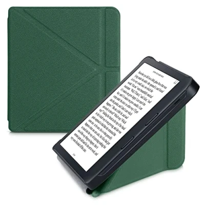 Image de kwmobile Étui Compatible avec Kobo Libra 2 Coque à Rabat magnétique Tablette eReader Similicuir Vert foncé