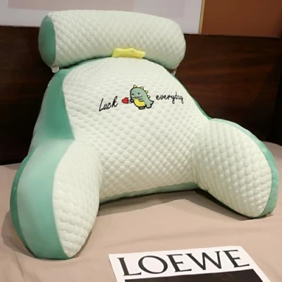 Image de LANPEW Ice Silk Cute Reading Pillow,Coussin de Dos avec accoudoirs,Coussin Lecture pour lit,canapé,Coussin Dossier accoudoirs,Soutien Le (Vert, 80 * 60cm)