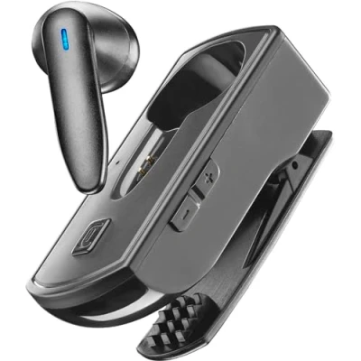 Image de Cellularline Clip Pro Oreillette Bluetooth Mono avec Base de Chargement à Total Play Time 30h Charging 1.5h Clé réponses Touches réglage du Volume Noir