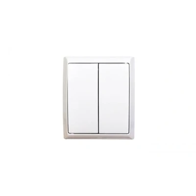 Image de Interrupteur double allumage en saillie étanche IP44 OSPEL Fala Blanc Va et vient 2 boutons filaire