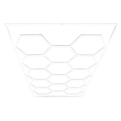 Image de Plafonnier LED Hexagonal 14 Lampes &amp; Cadre, Design Modulaire en Nid d’Abeille, Blanc Pur 120 Lumens 6500K, Exposition de voitures Garage Magasin Salle Entrepôt Institut [INCLUS 3 options montage]