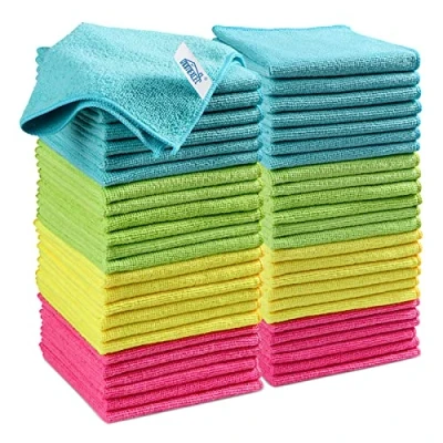 Image de HOMEXCEL Lot de 50 Chiffons en Microfibre réutilisables pour Cuisine, Chiffons, Nettoyage, torchons, Non Pelucheux, lavables la Maison, Les fenêtres, Voiture 29,8 x 29,5 cm