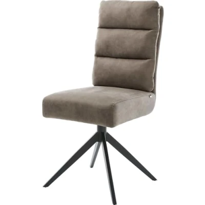 Image de Chaise pivotante Pela Flex microvelours taupe vintage pied croisé large noir pivotement sur 360 fonction bascule ressorts ensachés