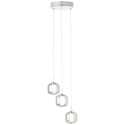 Image de Brilliant Rafa LED suspension 3 flammes, rondes luminaires d&#039;intérieur chrome/verre fumé, suspensions, cocarde 3x 5,67W intégrées, (flux lumineux: 528lm, couleur de lumière: 3000K) A +