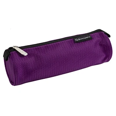 Image de Exacompta Réf. 52860E 1 Trousse forme ronde Opak fabriquée en polyester texturé doublure dimensions 22,5 x 7,5 cm couleurs aléatoires