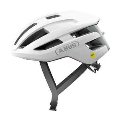 Image de ABUS casque de vélo course PowerDome MIPS léger avec système d&#039;aération intelligent et protection contre les chocs Made in Italy Blanc Brillant, L