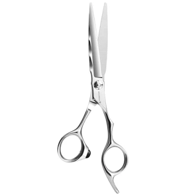 Image de AOLANDUO Ciseaux de coupe cheveux (6 pouces) EXTRÊMEMENT AFFÛTÉS Design décalé utilisant l&#039;acier inoxydable japonais JP440C pour les barbiers et coiffeurs salon.