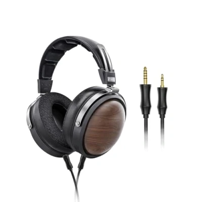 Image de FiiO FT1 Casque Hi Fi filaire à membrane composite en fibre de bois nanoïde avec câble amovible, écouteurs noyer noir américain pour la maison, le studio, l&#039;enregistrement (noir)