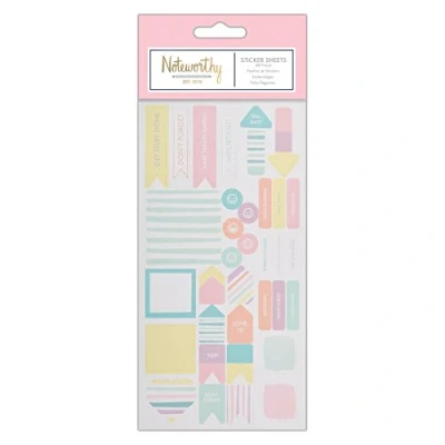 Image de Noteworthy Teintes de Pastel remarquables Feuilles D&#039;autocollants, Adhésives, Multicolore, 25, 5 x 10, 0, 1 cm