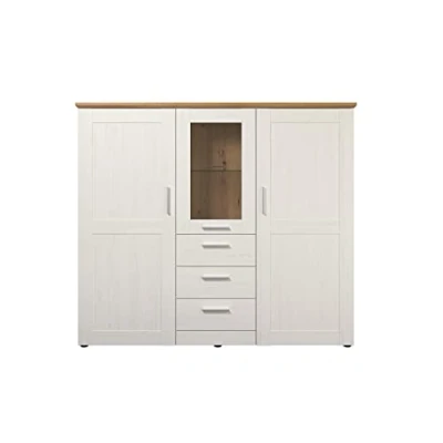 Image de Buffet bas TREND TEAM ShadeWohnen 3 portes tiroirs Blanc Chêne artisanal