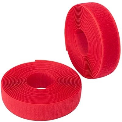 Image de AERZETIX C65960 Bande/rouleau de scratch 30 mm 5 mètre auto agrippant organisateur/serre câbles ruban sac vêtement attache sangle couleur: rouge framboise en polyamide et polyester