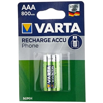 Image de Varta Lot de 2 Piles Micro AAA pour téléphone DECT 800 mAh 1,2 V NiMH