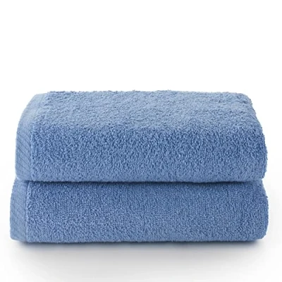 Image de Top Towel Plus Lot de 2 Serviettes Toilette Bain 100% Coton 400 g/m² Dimensions 100 x 50 cm Gris