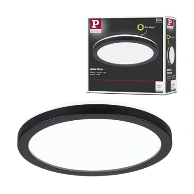 Image de Paulmann 71011 Atria Shine Panneau LED rond en plastique 190 mm avec 1 x 11,2 W Blanc lumière du jour Noir 4000 K